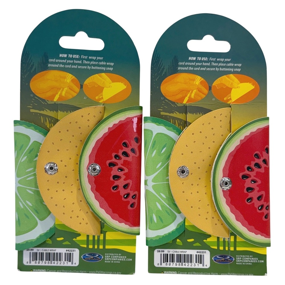 Solaray Fruit Cable Wrap 3-Pack Set of 2 Cord Organizers 1147B2 - Picture 4 of 4